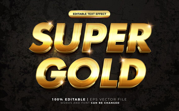 3d luxury super gold sparkle text style effect template editable text effect