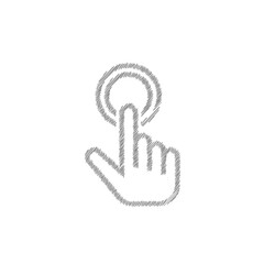 Finger pressing button sketch grey vector icon