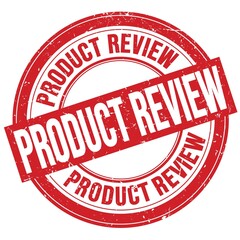 PRODUCT REVIEW text written on red round stamp sign