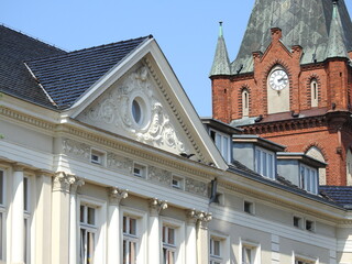 The city public Library and the Rathouse in Lembork, Poland