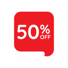 50 percent off tag vector icon on white background