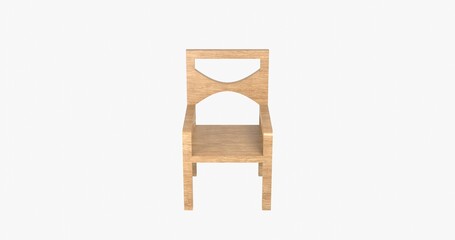 3D Render Wood Chair Front View