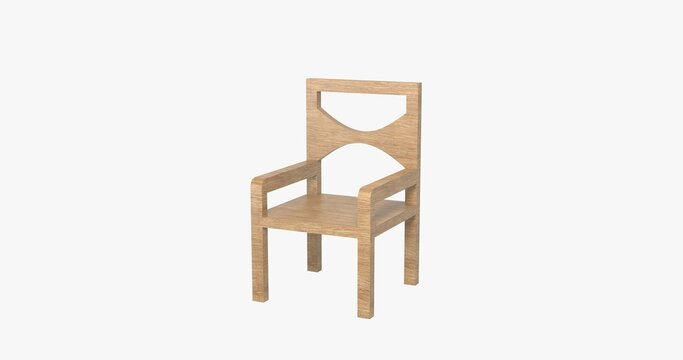 3D Render Wood Chair Perspective View