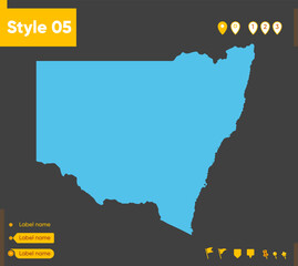 New South Wales, Australia - map isolated on gray background. Outline map. Vector illustration.