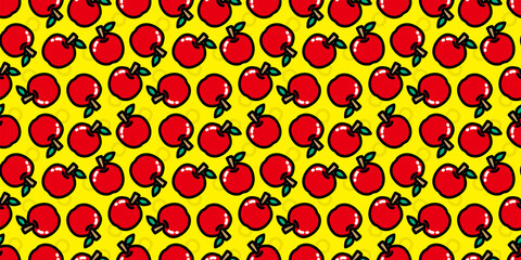 Apples illustration background. Seamless pattern. Vector. リンゴのイラストパターン
