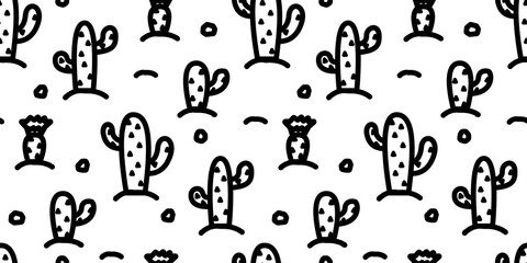 cactuses illustration background. Seamless pattern. Vector. サボテンのイラストパターン