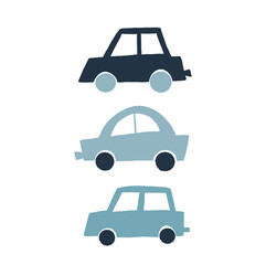 Kids Room Decoration. Car wallpaper. Cute hand drawn nursery wall art. Vector illustration nursery for baby showers, room decoration, greeting card.