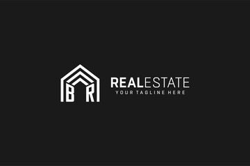 Letter BR house roof shape logo, creative real estate monogram logo style - obrazy, fototapety, plakaty