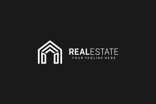 Letter DD house roof shape logo, creative real estate monogram logo style
