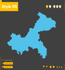 Obraz premium Chongqing, China - map isolated on gray background. Outline map. Vector illustration.