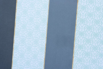 set of blue and patterned paper