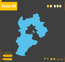 Naklejka premium Hebei, China - map isolated on gray background. Outline map. Vector illustration.