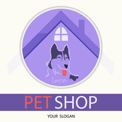 Cute dog logo for pet shop