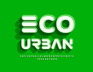 Vector modern Banner Eco Urban. Trendy Bright Font. Creative 3D Alphabet Letters and Numbers set