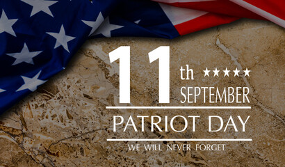 9.11 memorial banner with realistic American flag 9.11 memorial banner with realistic American flag