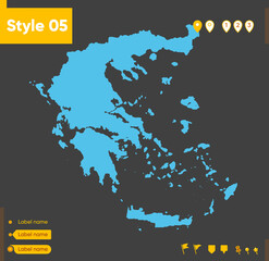 Greece - map isolated on gray background. Outline map. Vector illustration.