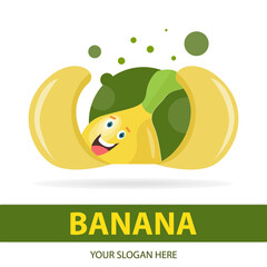 Strong banana character logo template