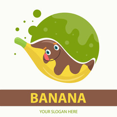 Melted chocolate banana character logo template