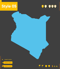 Kenya - map isolated on gray background. Outline map. Vector illustration.