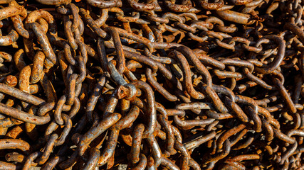 A close up of rusty chain