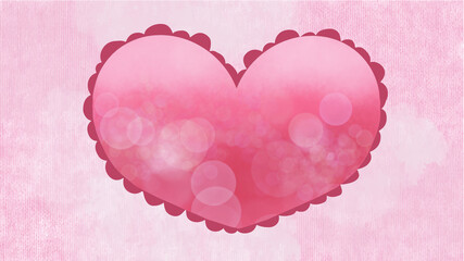 Valentine on pink watercolor heart full of love vector illustration background