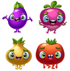 Naklejka premium Funny humanized character vegetables isolated