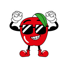 apple with sunglasses cartoon