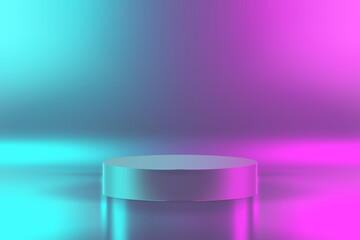 Gradient blue and pink podium background. Vector illustration.