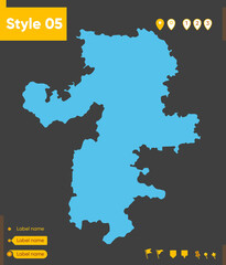 Obraz premium Chelyabinsk Region, Russia - map isolated on gray background. Outline map. Vector illustration.