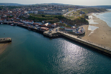 Obraz premium Whitby, Yorkshire seaside town resort and fishing port 