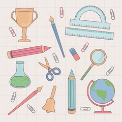 back to school. stationery vector set
