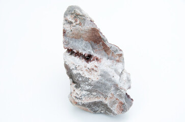 calcite on a rock over white background