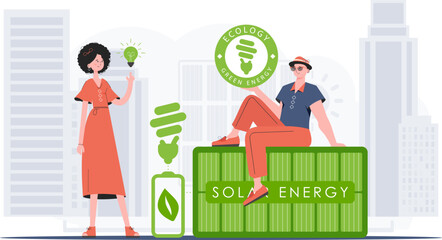 ECO are caring people. ECO friendly concept. Vector trend illustration.