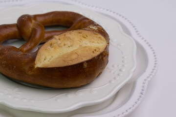 Close up Traditional Germany Bread, Brezel on white background