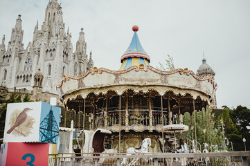 carousel in the park in the Barcelona