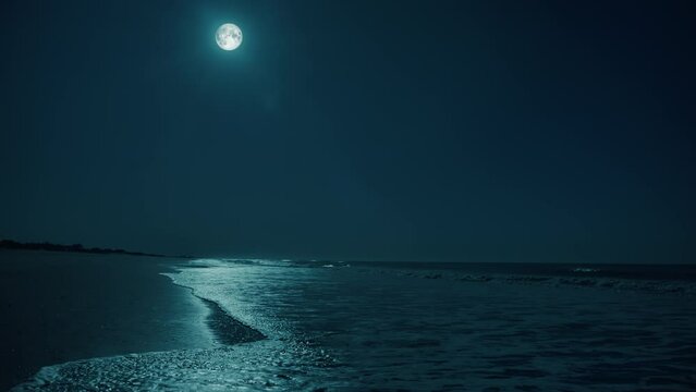 Ocean at Night with full moon