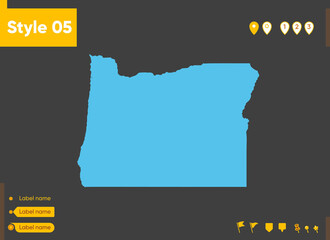 Oregon, USA - map isolated on gray background. Outline map. Vector illustration.