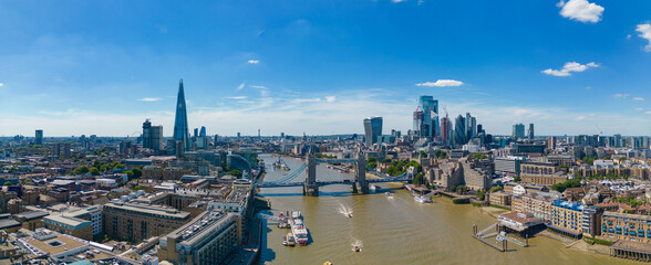 Aerial panorama of London July 2022 during heat wave