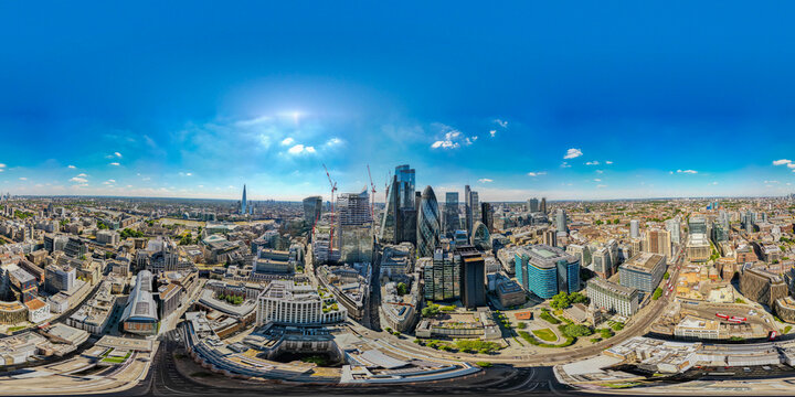 Aerial 360 vr photo City of London England UK