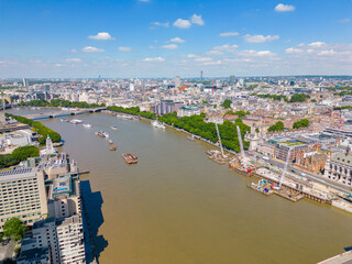Obraz premium Aerial photo boats on the River Thames London
