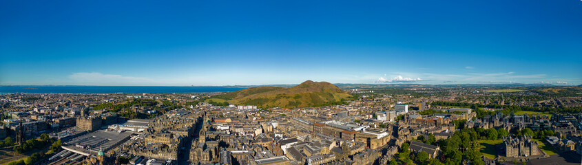 Aerial panoramic photo of Edinburgh Scotland UK