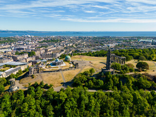 Aerial photo of Calton Hill Edinburgh Scotland UK