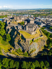 Drone photo Edinburgh Castle built in the 11th century