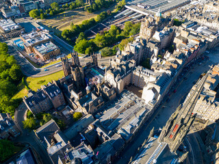 Aerial photo Tolbooth Kirk Edinburgh Scotland UK