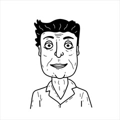 Adult man in hand-drawn style. Outline male character