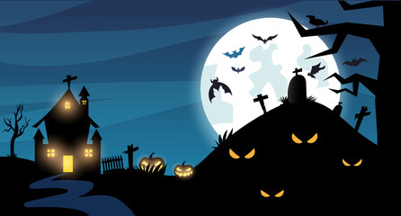 Fototapeta premium halloween night background vector illustration 