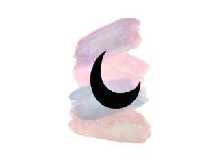 Moon Silhouette Hand-drawn illustration - Moon silhouette on nocturnal colors