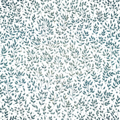 floral blue watercolor textured seamless pattern