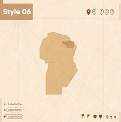 Cordoba, Argentina - map in vintage style, retro style map, sepia, vintage. Vector map.