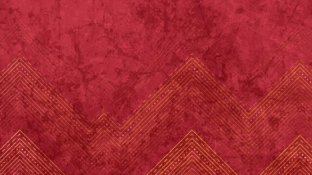 Abstract luxury golden dotted lines on red grunge background. Seamless looping retro motion design. Video animation Ultra HD 4K 3840x2160
